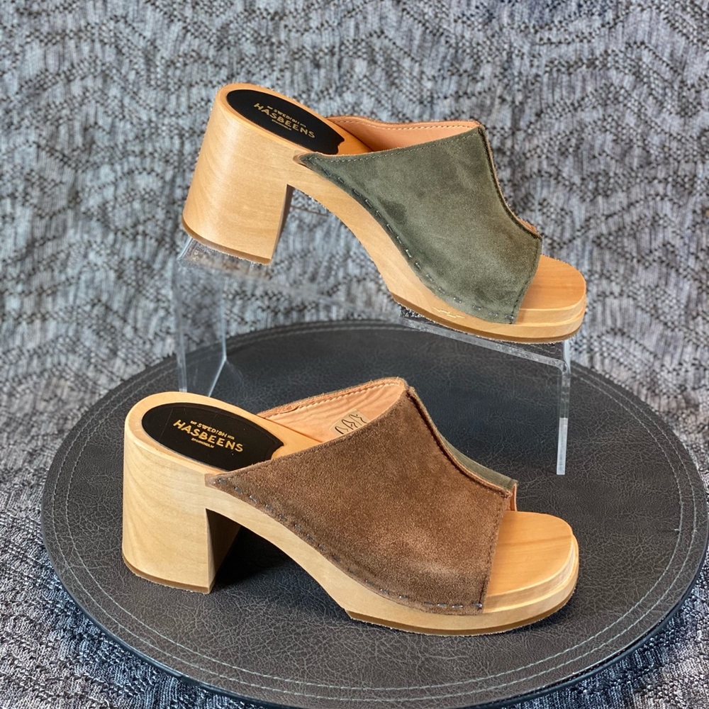 Swedish Hasbeens Suede Combo Clog Sandal Women's 38 - Picture 4 of 10